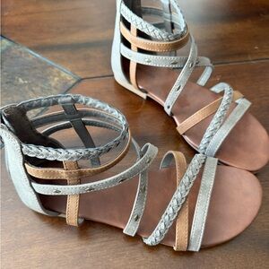 Maurices Gray and Tan Strappy Sandals NEW